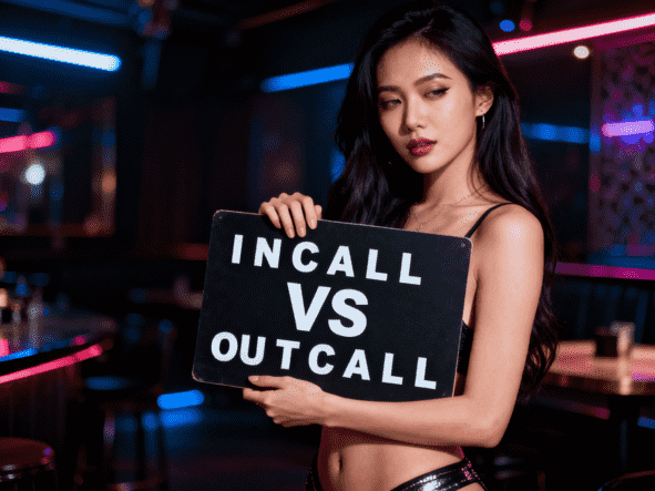 Elegant escort in a luxury Kuala Lumpur hotel room, ready for incall or outcall service.